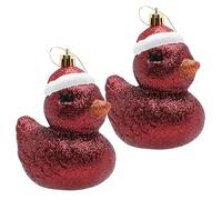 Christmas Concepts® Lot de 2 Boules de Noël festives pailletées en Forme de Canard Rouge Rioja de 110 mm (4,3 po) - Décorations pour Sapin de Noël