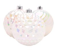 Christmas Concepts® Lot de 3 Boules géantes à facettes irisées Blanches de 150 mm (5,9") - Décorations de Noël incassables à Suspendre