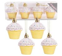 Christmas Concepts® Lot de 4 boules de Noël scintillantes dorées de 60 mm (2,3 po) pour cupcakes - Décorations pour sapin de Noël