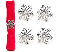 Christmas Concepts® Lot de 4 Ronds de Serviette en Argent - Porte-Serviettes de Luxe de Noël - Décors de Table (Arbre) (Flocon de Neige)