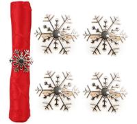 Christmas Concepts® Lot de 4 Ronds de Serviette en Or - Porte-Serviettes de Luxe de Noël - Décors de Table (Flocon de Neige)