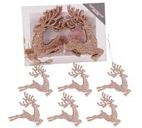Christmas Concepts® - Lot de 6 Boules de Noël Scintillantes en Forme de Renne (100 mm) - Décorations pour Sapin de Noël Décorations d'arbre (Champagne)
