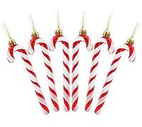 Christmas Concepts® Lot de 6 décorations de Sapin de Noël en Sucre d'orge à Paillettes de 13 cm (Rouge et Blanc)