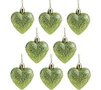 Christmas Concepts® Lot de 8 Boules de Noël en Forme de cœur (60 mm) - Boules décorées de Paillettes (Vert Citron)