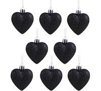 Christmas Concepts® Lot de 8 - Boules de Saint Valentin en Forme de cœur Scintillantes (Noir)