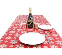 Christmas Concepts® Nappe de Noël décorée avec Flocon de Neige Rouge de 72 "x 54" - Accessoires de Vaisselle de Noël - Plastique réutilisable