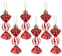 Christmas Concepts® Pack de 6-8 cm (3.2") Mini Boules en Forme de Doux - Brillant & Glitter Décoré - Décorations d'arbre de Noël (Rouge)