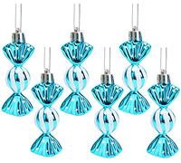 Christmas Concepts® Pack de 6 à 8cm (3,2") de Mini Boules en Forme de Douces - Décorations Brillantes et Scintillantes - Décorations pour Arbres de Noël (Turquoise)