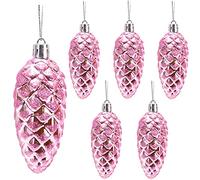 Christmas Concepts® Pack de 6 Boules de Noël en Pomme de pin - Décorations Brillantes et Scintillantes - Décorations de Noël de Luxe (Rose bébé)