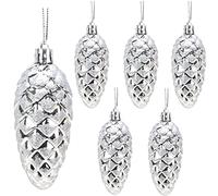 Christmas Concepts® Pack de Boules de Noël en Pomme de pin de 6 à 90 mm (3,6") - Décorations Brillantes et Scintillantes - Décorations de Noël de Luxe (Argent)