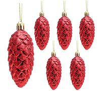 Christmas Concepts® Pack de Boules de Noël en Pomme de pin de 6 à 90 mm (3,6") - Décorations Brillantes et Scintillantes - Décorations de Noël de Luxe (Rouge)