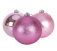Christmas Concepts® Pack of 3 - Boules de Noël Extra Grandes de 150 mm (6") - Boules décorées Brillantes, Mates et Scintillantes (Rose Clair)