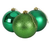 Christmas Concepts® Pack of 3 - Boules de Noël Extra Grandes de 150 mm (6") - Boules décorées Brillantes, Mates et Scintillantes (Vert émeraude)