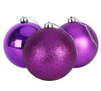 Christmas Concepts® Pack of 3 - Boules de Noël Extra Grandes de 150 mm (6") - Boules décorées Brillantes, Mates et Scintillantes (Violettes)