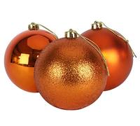 Christmas Concepts® Pack of 3 - Boules de Noël Extra Grandes de 150 mm (6") - Boules décorées Brillantes, Mates et Scintillantes (cuivre)