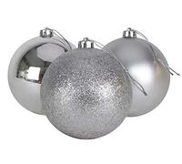 Christmas Concepts® Pack of 3 - Boules de Noël Extra Grandes de 150 mm (6") - Boules décorées Brillantes, Mates et Scintillantes (Argent)