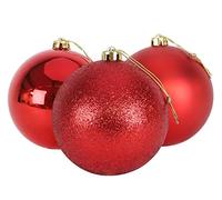 Christmas Concepts® Pack of 3 - Boules de Noël Extra Grandes de 150 mm (6") - Boules décorées Brillantes, Mates et Scintillantes (Rouge)