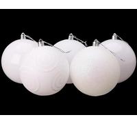 Christmas Concepts® Pack of 5 - Boules de Noël 100mm (4") Extra Grandes - Boules Brillantes, Mates et pailletées décorées (Blanc)