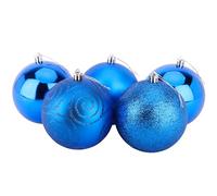 Christmas Concepts® Pack of 5 - Boules de Noël 100mm (4") Extra Grandes - Boules Brillantes, Mates et pailletées décorées (Bleu Royal)