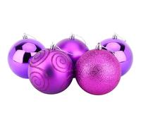 Christmas Concepts® Pack of 5 - Boules de Noël 100mm (4") Extra Grandes - Boules Brillantes, Mates et pailletées décorées (Violet)