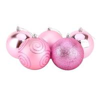 Christmas Concepts® Pack of 5 - Boules de Noël 100mm (4") Extra Grandes - Boules Brillantes, Mates et pailletées décorées (Rose pâle)