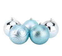 Christmas Concepts® Pack of 5 - Boules de Noël 100mm (4") Extra Grandes - Boules Brillantes, Mates et pailletées décorées (Bleu glacé)