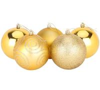 Christmas Concepts® Pack of 5 - Boules de Noël 100mm (4") Extra Grandes - Boules décorées Brillantes, Mates et Scintillantes (Or)