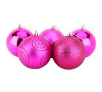Christmas Concepts® Pack of 5 - Boules de Noël 100mm (4") Extra Grandes - Boules décorées Brillantes, Mates et Scintillantes (Rose Vif)