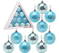 Christmas Concepts® Paquet de 10 Boules de Sapin de Noël de 60 mm (2,4") - Boules décorées Brillantes, perlées et Transparentes (Bleu Glacier)