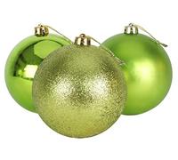 Christmas Concepts® Paquet de 3 - Boules de Noël Extra Grandes de 150 mm (6") - Boules décorées Brillantes, Mates et Scintillantes (Vert Lime)