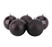 Christmas Concepts® Paquet de 5 - Boules de Noël 100mm (4") Extra Grandes - Boules Brillantes, Mates et pailletées décorées (Noir)