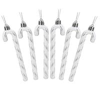 Christmas Concepts® Paquet De 6-13cm (5.2") De Canne en Bonbon Glitter Décorations d'arbre De Noël (Argent et Blanc)