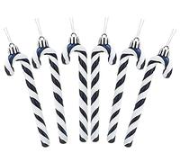 Christmas Concepts® Paquet De 6-13cm (5.2") De Canne en Bonbon Glitter Décorations d'arbre De Noël (Bleu Nuit et Blanc)