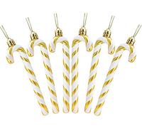 Christmas Concepts® Paquet De 6-13cm (5.2") De Canne en Bonbon Glitter Décorations d'arbre De Noël (Or et Blanc)