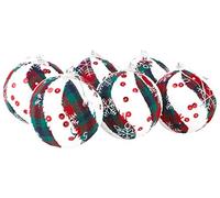 Christmas Concepts® Paquet de 6 Boules de Noël Design Tartan - Décorations de Noël de Luxe (Flocon de Neige)