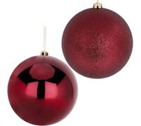 Christmas Concepts® Paquet de Boules de 2-200 mm (8") - Design Brillant et pailleté - Boules de Noël géantes (Rouge Rioja)