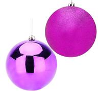 Christmas Concepts® Paquet de Boules de 2-200 mm (8") - Design Brillant et pailleté - Boules de Noël géantes (Violet)