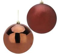 Christmas Concepts® Paquet de Boules de 2-200 mm (8") - Design Brillant et pailleté - Boules de Noël géantes (Chocolat)