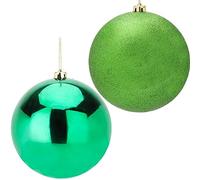 Christmas Concepts® Paquet de Boules de 2-200 mm (8") - Design Brillant et pailleté - Boules de Noël géantes (Vert Émeraude)