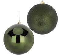Christmas Concepts® Paquet de Boules de 2-200 mm (8") - Design Brillant et pailleté - Boules de Noël géantes (Vert forêt)