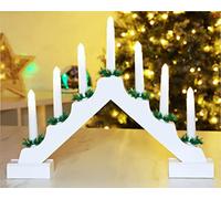 Christmas Concepts® Pont en bois blanc en bois de Noël avec lumières LED chaudes - Batterie