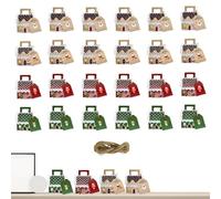 Christmas Cookie Boxes - 24pcs Holiday Treat Boxes For Cookies, Chocolates, Candies, Cakes, And Desserts | Winter Snack Packaging With Stickers And Rope | Christmas Party Favors For Family, Friends, G