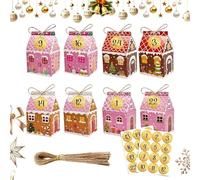 Christmas Cookie Boxes - 24pcs Holiday Treat Boxes For Cookies, Chocolates, Candies, Cakes, And Desserts | Winter Snack Packaging With Stickers And Rope | Christmas Party Favors For Family, Friends, G