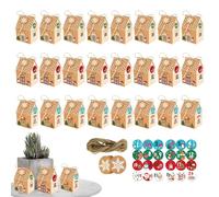 Christmas Cookie Boxes - 24pcs Holiday Treat Boxes For Cookies, Chocolates, Candies, Cakes, And Desserts | Winter Snack Packaging With Stickers And Rope | Christmas Party Favors For Family, Friends, G
