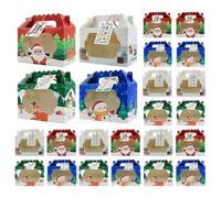 Christmas Cookie Boxes, Christmas Bakery Treat Box With Window, 24 pièces Reusable Storage Containers For Pastries Biscuits Food Cupcakes Brownies Donut Chocolates Sucettes