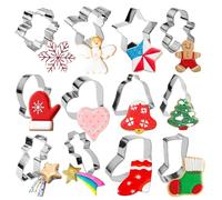 Christmas Cookie Cutter Set, Stainless Steel Baking Molds, Holiday Shaped Cutters, Winter Festival Kitchen Tools, Stainless Steel for Candy, Dough, Treat Making, 12 Pieces