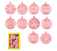 Christmas Cookie Molds, Hand Press Embossing Tools, Multi Shape Baking Set Festive Designs, Food Grade Cutter Mold Kit, Baking Accessories with Pattern Imprint Feature 1.89x2.24 inches