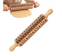 Christmas Cookie Rolling Pin Embossing - Wood Festive Cookie Roller Pie for | Embossing Pie Crust Roller for Bakers Parents Entertainers | Beginners Professionals Home Apartment Workshop Parties Cookie