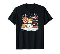 Christmas Corgi Chiots Bonhomme de Neige Trio Père Noël Neige T-Shirt