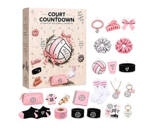 Christmas Countdow 2026-2D 24 Days -Advent Volleyball Funny Ornaments Set | Collectible Holiday Countdown Calendar Kids Boys Girls Adults Players Home Tree Window Office Party Holiday